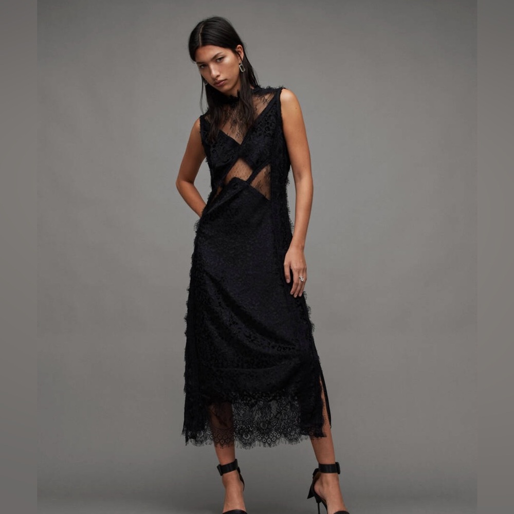 AllSaints Mila Lace Panel Dress - Like New